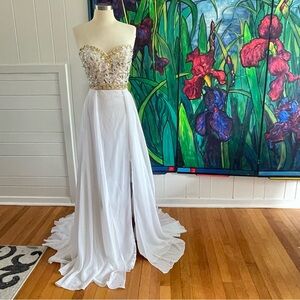 Strapless Wedding Dress Evening Formal Gown Holiday Party Prom Bridal Bride